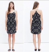 Madewell Silk Starview Cami Dress in Batik Grid Size 2 Retail $150