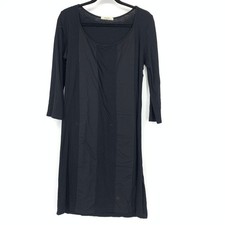 Prairie Underground 3/4 Sleeve Shift Dress Womens Sz Large Black Two Tone Stripe