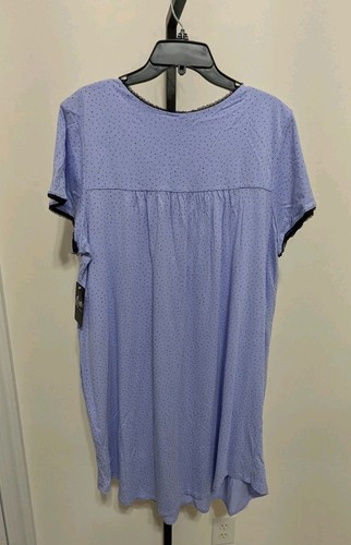 Aria Collection Women's Plus Blue Peri Dot Short Sleeve Nightgown Sz 2X(18W/20W) - Picture 10 of 11