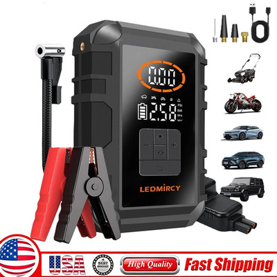 12V Portable Jump Starter Air 6000A Compressor Car Tire Inflator Power Bank