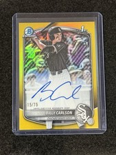 2025 Bowman Draft - Billy Carlson 1st Bowman Chrome Yellow Refractor Auto /75