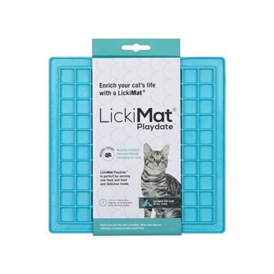 Lickimat Playdate Original Slow Food Licking Mat For Cats (Blue)