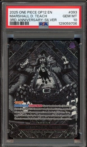One Piece CCG Marshall.D.Teach 3rd Anniversary Silver OP09-093 PSA 10 Gem Mint