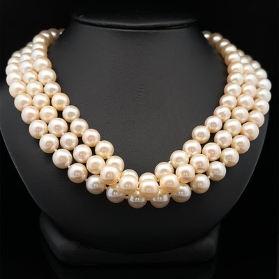 Vintage 3 Strand Cultured Pearl 14