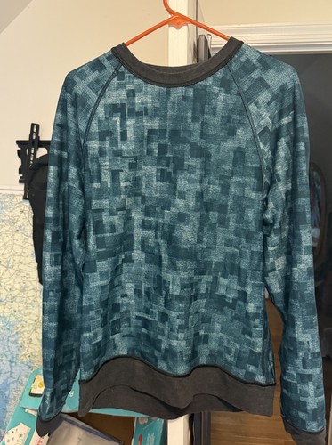 Lululemon City Sweat Crew Sweatshirt Gray Reversible Blue Geometric Men’s Large - 第 1/5 張圖片