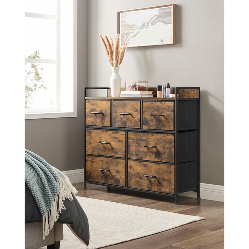 Storage Chest 7 Fabric Drawers Soft Bedroom Clothes Cabinet Cupboard Metal Frame - Picture 3 of 6