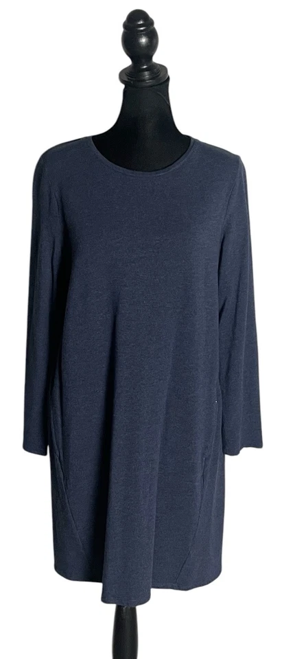 Vestido J.Jill PureJill Manga Larga Tejido Pequeño M Pima Algodón Modal Azul Túnica Foto 2 de 4