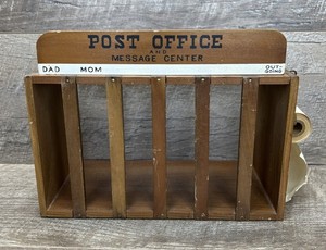Vintage Post Office and Message Center with Mail Slots and Original Paper Roll