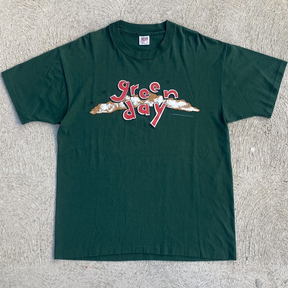 2 sided Green Day Dookie dark green tshirt rock band shirt QT1443