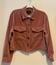 Love Tree Woman’s Corduroy Jacket Shacket Rust Buttons Pockets Short EC Small