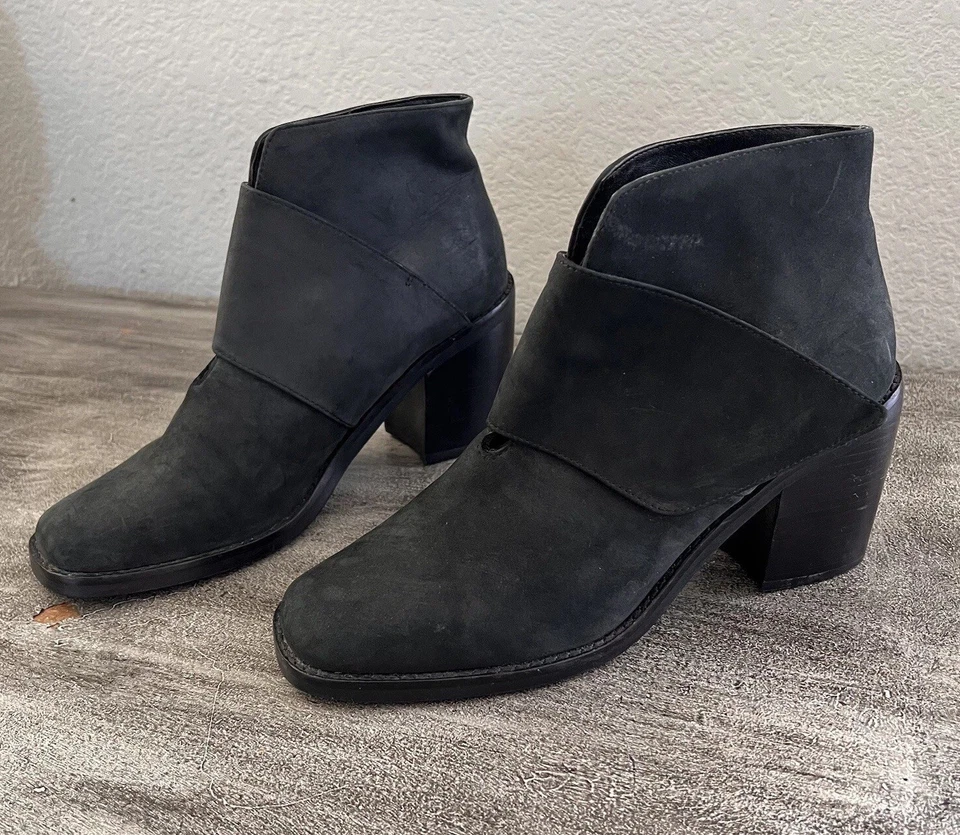 Botas Shellys London Alizia Botines de Cuero Nobuck Tacón Grueso Carbón Talla 10 Foto 3 de 4