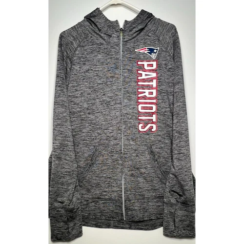 VETEMENTS Felpa con cappuccio New England Patriots donna XL NFL abbigliamento squadra zip con fori per il pollice NUOVA SENZA ETICHETTE