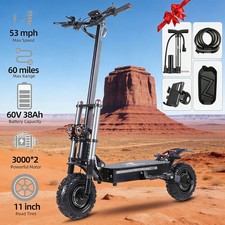 6000W 11" 53MPH 38Ah: Dual Motor Off-Road Adult Electric Scooter, No Compromise