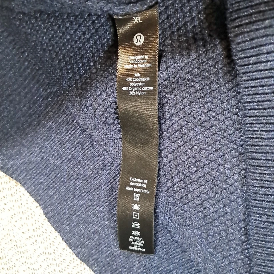 Suéter masculino Lululemon XL texturizado gola redonda pulôver waffle malha Coolmax Raglan - Imagem 4 de 4