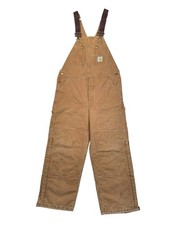  VTG Carhartt Bibs Canvas Insulated Double Knee Overalls - 40x27 - Made in USA