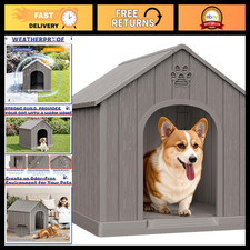 Weatherproof Dog House for Small Medium Dogs - Elevated Floor, Easy Assembly,
