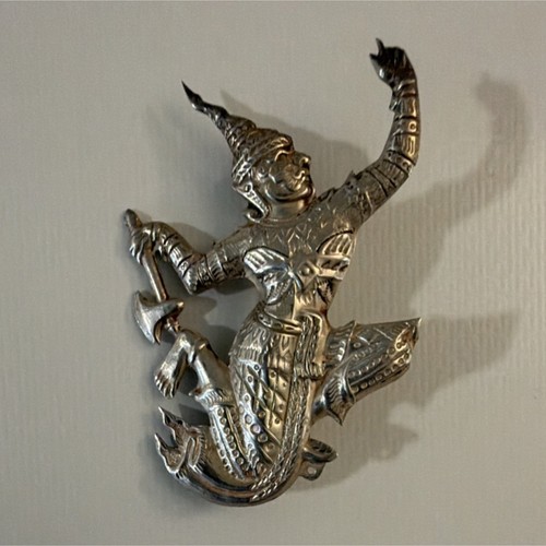 Sterling Silver Asian Ethnic Brooch 925 Asymmetrical Siam Unisex Adults