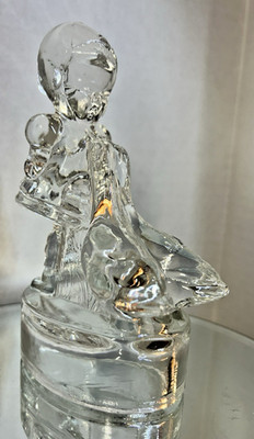 Vintage L.E. Smith ''Girl w/Geese'' Clear Glass 6X4 Sun-Catcher