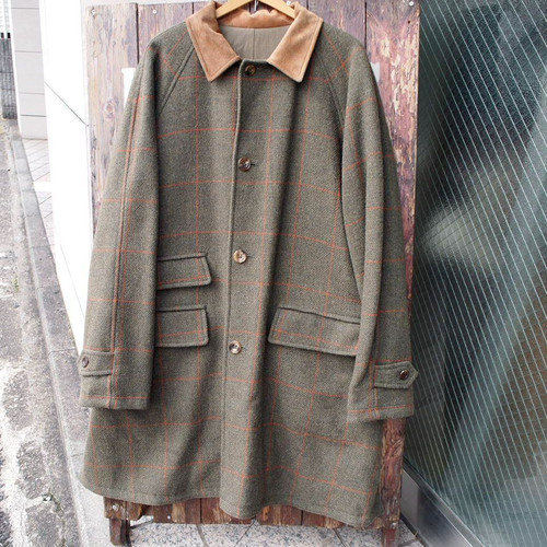 Paul Stuart, Paul Stuart Vintage Reversible Wool Tweed Collar Balmacaan Overcoat Classic
