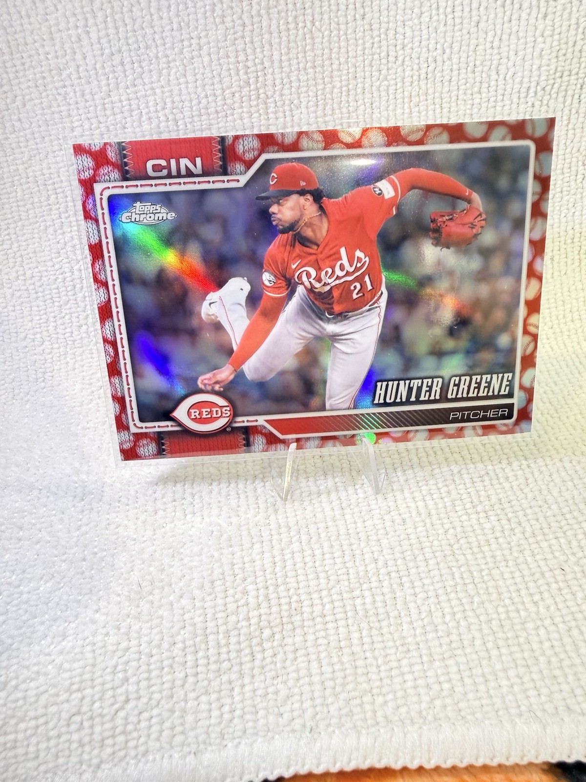 Hunter Greene 2026 Topps Chrome Baseball Seams Refractor #135 - Cincinnati Reds