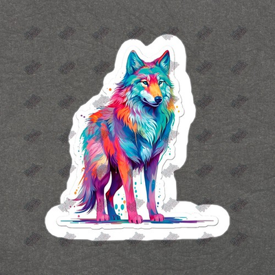 #ad Colorful Wolf Vinyl Sticker Artistic Wolf Decal for Laptops Water #136090 $3.00