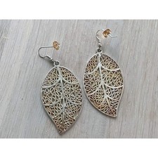 Orecchini a foglia in argento sterling 925, gocce pendenti in filigrana, gioi...