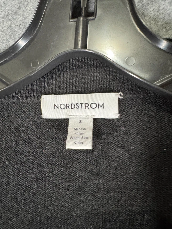 Cárdigan Nordstrom Mujer Pequeño Negro Frente Abierto Mezcla Lana Minimalista Acogedor Foto 2 de 4