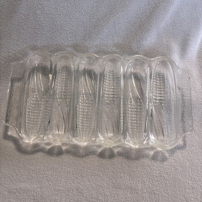 Vintage Beauty Bake Corn Bread Baking Dish Glass Corn on Cob Design 12x6'' (#96)