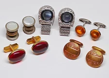 5 Mixed Art Deco MCM Cufflink Lot Wrap Swank Ever Snap Taj Mahal Cabochons