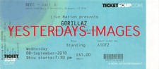 Gorillaz Ticket Used Stub Sep 2010 SECC Glasgow (3)