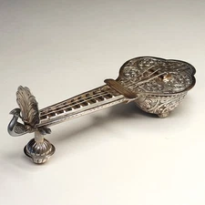 NICE! C.1900 Indian India Silver Sitar with Peacock Spice Masala Box 