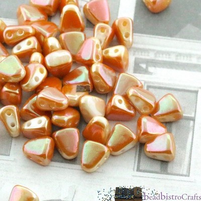 Czech NIB-BIT 2-Hole Beads, Chalk Full APRICOT 6x5mm ~ 50 Pieces