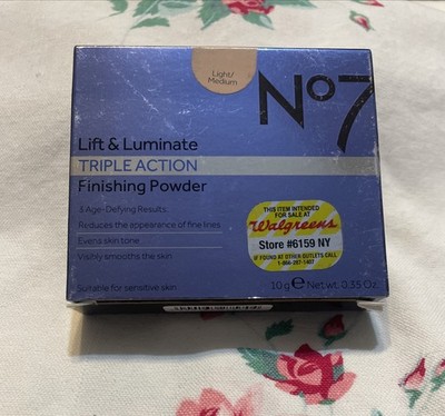 No7 Lift Luminate Triple Action LIGHT/MEDIUM Finishing Powder Age De .35oz HTF