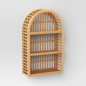 12" x 20" Wood and Rattan Wall Shelf Natural - Threshold: Modern