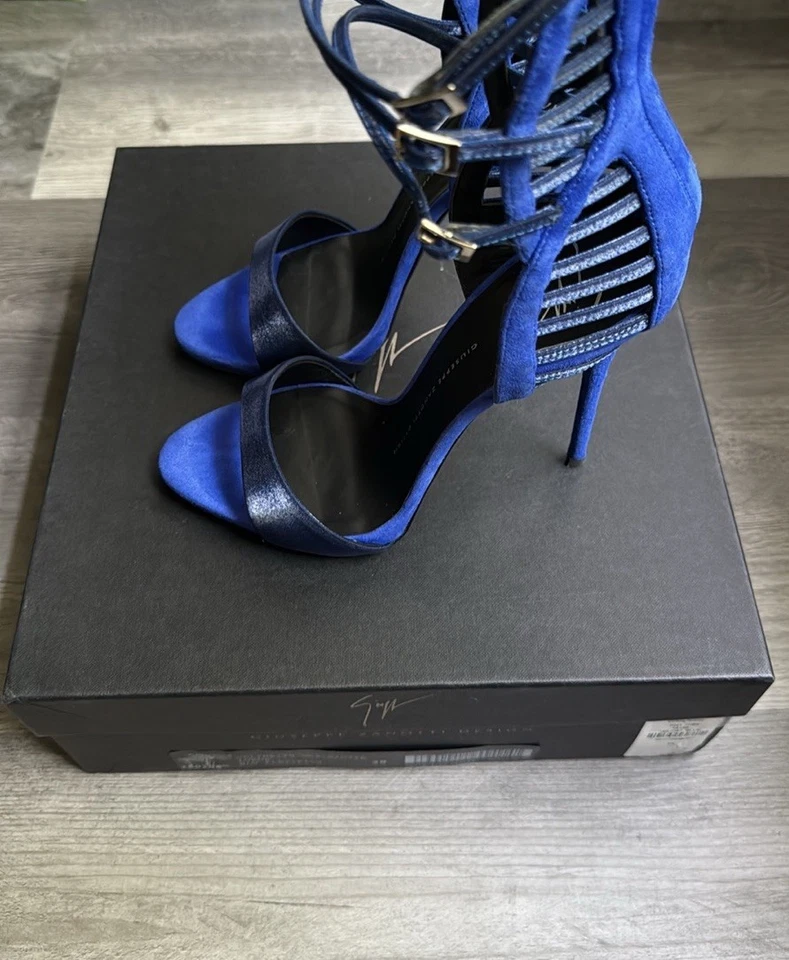 Giuseppe Zanotti Iridiscente Satén y Gamuza Sandalia Tacones 38! Foto 4 de 4