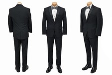 Boys Black Tuxedo with Flat Front Pants High Quality 100 Wool Modern Fit