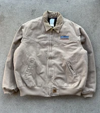 Vintage Carhartt Sand/Beige Santa Fe Zip Up Collar Jacket Size 2XL J14 SDL