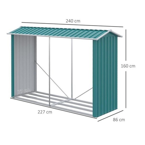 LEGNAIA CON STRUTTURA IN ACCIAIO GALVANIZZATO E BASE RIALZATA 240X86X160CM - Foto 3 di 8