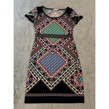 Calvin Klein Womens Multi Color Geometric Diamond Print Sheath Dress Size 4