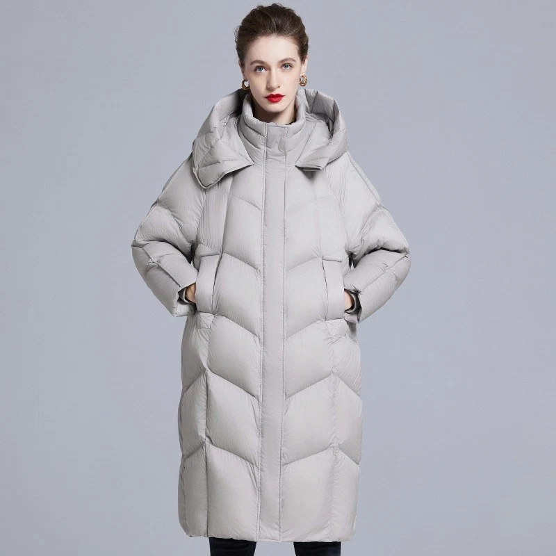 Winter New Korean Women's Long Duck Down Jacket Thickened Loose Large Warm Coat - Image 3 of 4