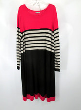 ELIZA J Midi Knit Sweater Dress Women Plus 3X Pink Black Colorblock Long Sleeves