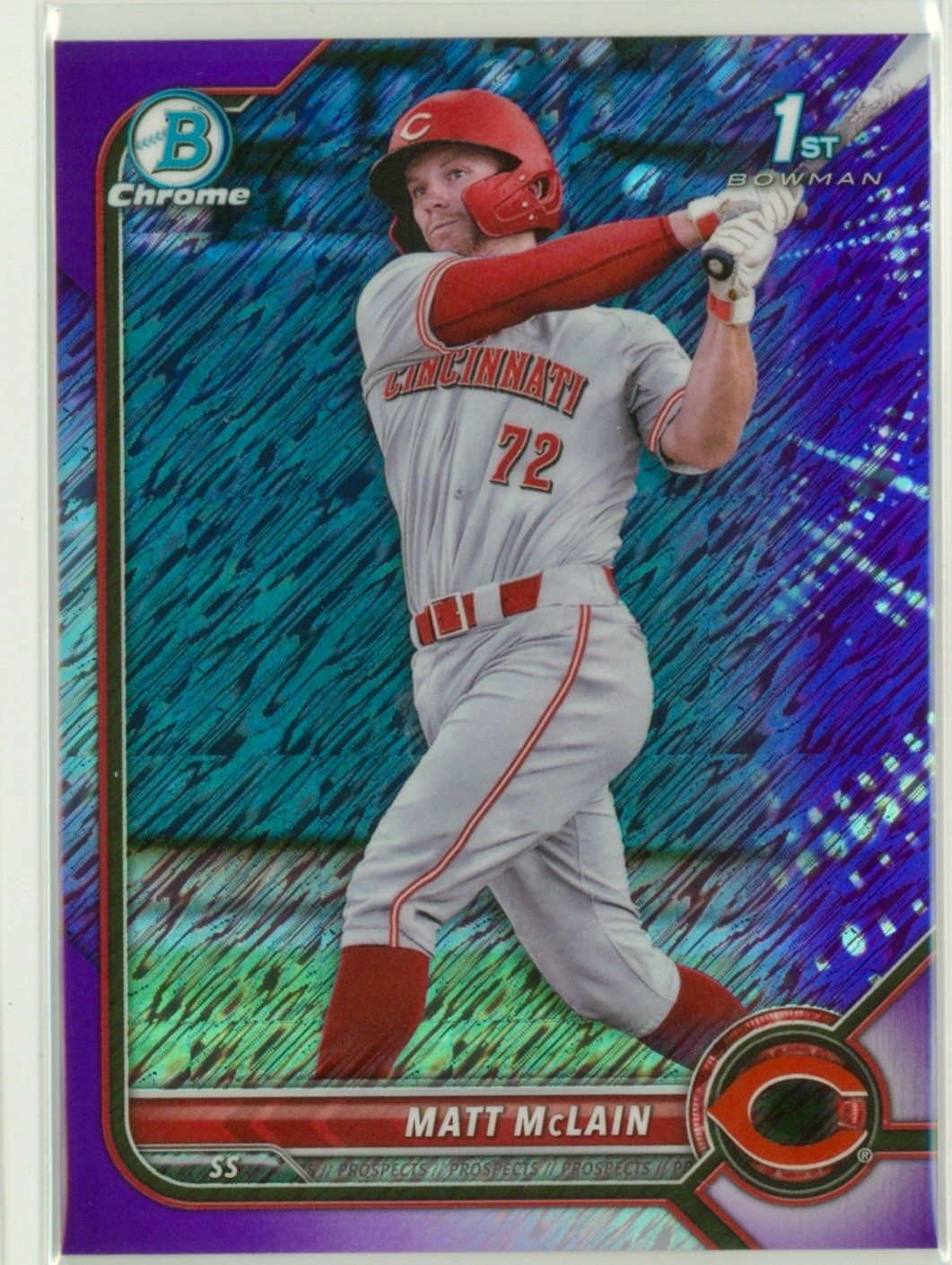 2022 Bowman Chrome Matt McLain Purple Shimmer Refractor /250 - BCP-245