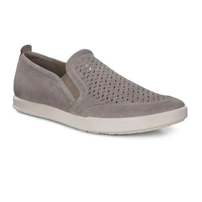 Ecco Men's Collin 2.0 Slip on Perf Leather Cut Out Detail Elastic Goring Grey 7