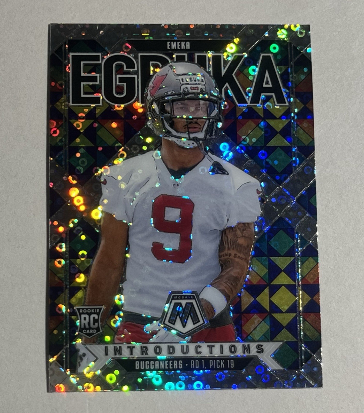 2025 Panini Mosaic Emeka Egbuka #1 Introductions Silver Disco Prizm RC