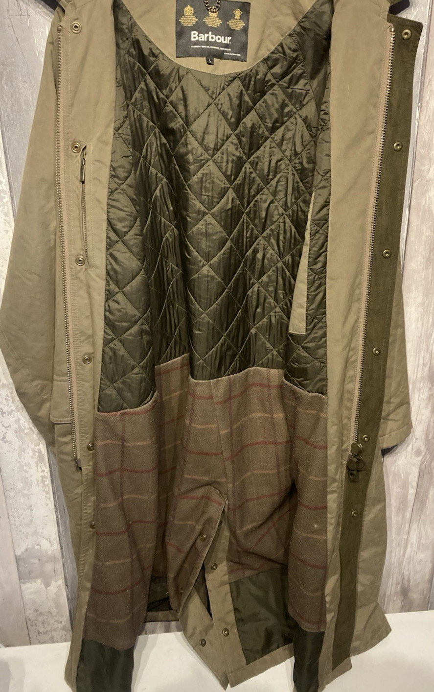 Rare Barbour Men's Full Length Cobham Microfibre Coat Overcoat Mac Size Large image 8