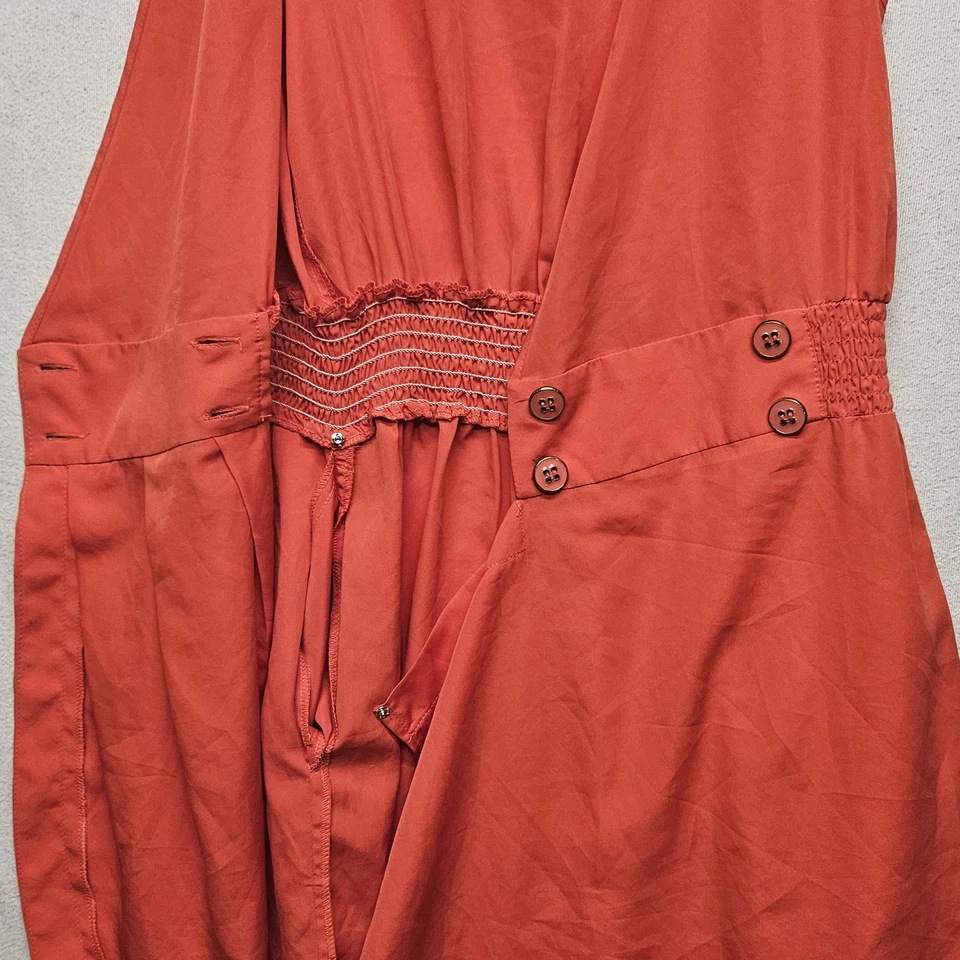 Vestido Bebe Para Mujer XS Sin Mangas Cuello en V Detalle de Botones Bolsillos Ajuste Acampanado Informal Foto 4 de 4