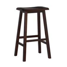 30" Saddle Backless Sloping Seat Barstool Wood Brown - Linon: