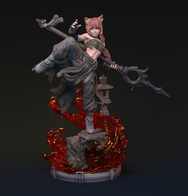 Nekomimi Anime Miniatur Female Monk Fighter Figur für Tabletop wie D&D 5e DSA