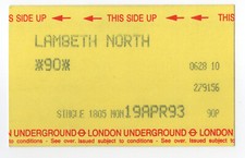 Lambeth North 10 - UTS London Underground ticket - London SE1