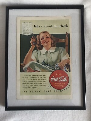 1940's Vintage Coca Cola Coke Framed signs | eBay
